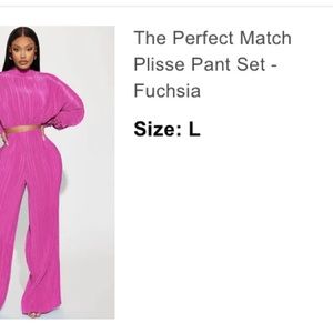 The Perfect Match Plisse Pant Set - Fuchsia
